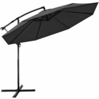 Umbrela terasa/gradina, protectie UV 50+, rezistent la intemperii/vant, acoperire hidrofuga, rotire la 360°, inclinatie reglabila, manivela practica, inaltime 240 cm x Ø 300 cm, antracit