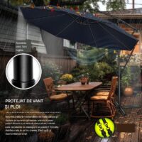 Umbrela pentru gradina si terasa, Tillvex, Ø 350 cm, husa, protectie UV 50+, 8 spite, rotatie 360°, inclinare reglabila, tesatura 180 g/m², albastru