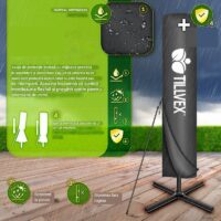 Umbrela de soare dreptunghiulara pentru gradina si terasa, Tillvex®, Ø 330 cm, inclinabila, protectie UV 50+, husa protectie, rotativa la 360°, cu manivela, antracit