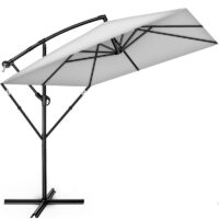 Umbrela de soare patrata, pentru gradina si terasa, Tillvex®, Ø 330 cm, inclinabila, protectie UV 50+, husa protectie, rotativa la 360°, cu manivela, gri