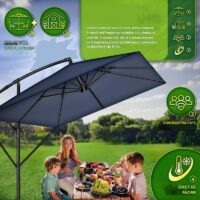 Umbrela de soare patrata, pentru gradina si terasa, Tillvex®, Ø 330 cm, inclinabila, protectie UV 50+, husa protectie, rotativa la 360°, cu manivela, albastru
