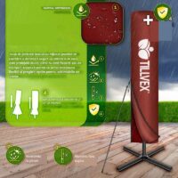 Umbrela patrata cu LED pentru gradina si terasa, Tillvex®, Ø 330 cm, inclinabila, protectie UV 50+, husa protectie, rotativa la 360°, cu manivela, rosu