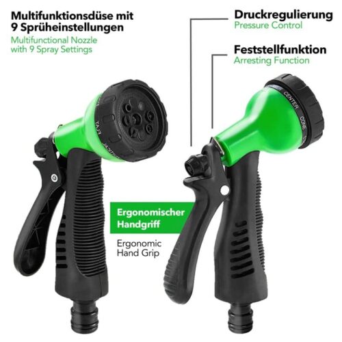 Furtun de udat Premium, extensibil pana la 7,5 m, flexibil, 9 trepte, accesorii incluse