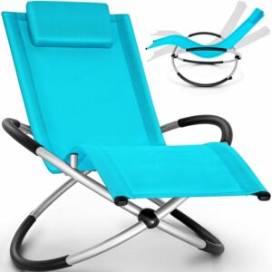 Scaun balansoar gradina, 166 x 74 x 81 cm, albastru, capacitate 180 kg