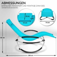 Scaun balansoar gradina, 166 x 74 x 81 cm, albastru, capacitate 180 kg