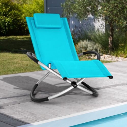 Scaun balansoar gradina, 166 x 74 x 81 cm, albastru, capacitate 180 kg