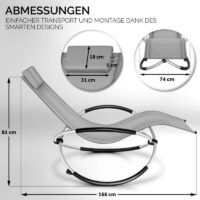 Scaun balansoar gradina, 166 x 74 x 81 cm, gri, capacitate 180 kg