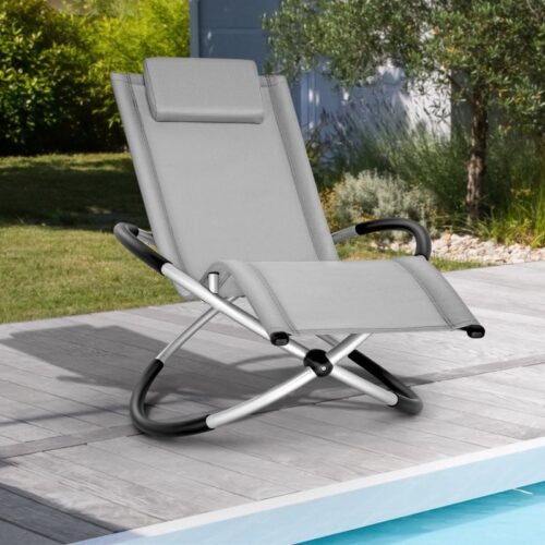 Scaun balansoar gradina, 166 x 74 x 81 cm, gri, capacitate 180 kg