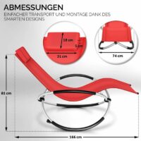 Scaun balansoar gradina, 166 x 74 x 81 cm, rosu, capacitate 180 kg