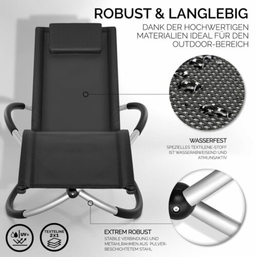 Scaun balansoar gradina, 166 x 74 x 81 cm, negru, capacitate 180 kg