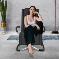 Scaun balansoar gradina, 166 x 74 x 81 cm, negru, capacitate 180 kg