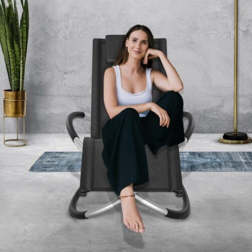 Scaun balansoar gradina, 166 x 74 x 81 cm, negru, capacitate 180 kg