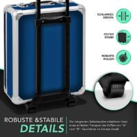 Troler albastru cu roți robuste și design slim