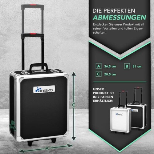 trusa de scule universala ''do it yourself'' tresko®, 949 piese, crom vanadiu, troler cu roti antracit Troler TRESKO din aluminiu cu mâner telescopic