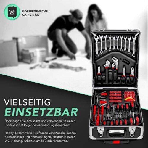 trusa de scule universala ''do it yourself'' tresko®, 949 piese, crom vanadiu, troler cu roti antracit Trusă completă de scule în valiză metalică