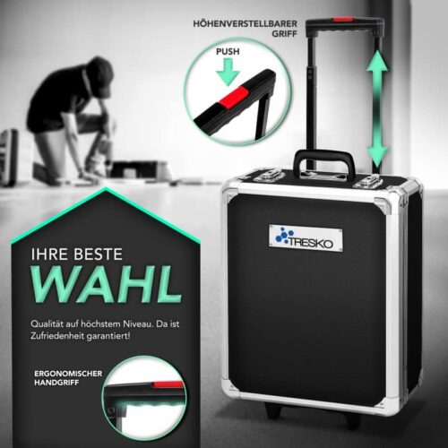 trusa de scule universala ''do it yourself'' tresko®, 949 piese, crom vanadiu, troler cu roti antracit Geantă profesională TRESKO cu mâner telescopic reglabil