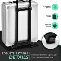 Troler argintiu din aluminiu cu roți robuste