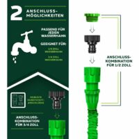 Furtun de udat gradina cu 8 functii, flexibil, extensibil pana la 30 m, cu accesorii incluse, verde