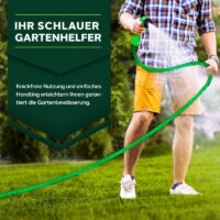 Furtun de udat gradina cu 8 functii, flexibil, extensibil pana la 15 m, cu accesorii incluse, verde