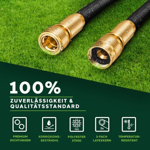 Furtun de udat Premium, extensibil pana la 22.5 m, flexibil, 10 functii, suport de perete cu accesorii incluse