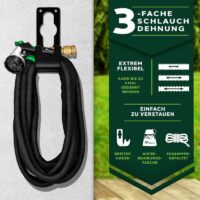 Furtun de udat Premium, extensibil pana la 22.5 m, flexibil, 10 functii, suport de perete cu accesorii incluse