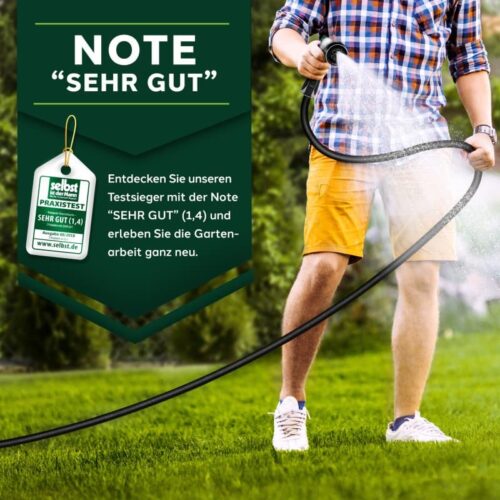 Furtun de udat Premium, extensibil pana la 22.5 m, flexibil, 10 functii, suport de perete cu accesorii incluse