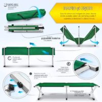 Instrucțiuni montaj pat camping pliabil verde