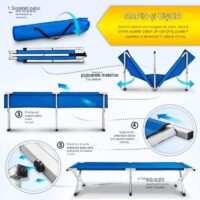 Instrucțiuni montaj pat camping pliabil albastru