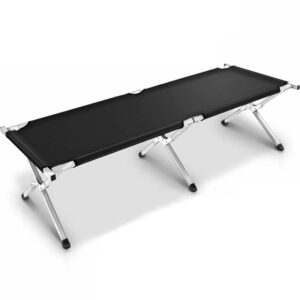 feldbett campingbett bett liege gaestebett reisebett klappbett campingliege schwarz 210 cm.jpg Pat pliant de camping cu cadru metalic