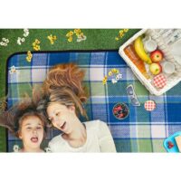 Mamă și fiică pe pătură la picnic