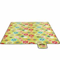 Pătură de picnic verde cu model floral colorat