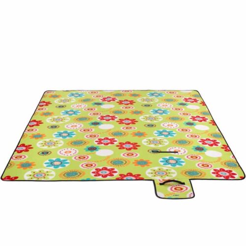 Pătură de picnic verde cu model floral colorat